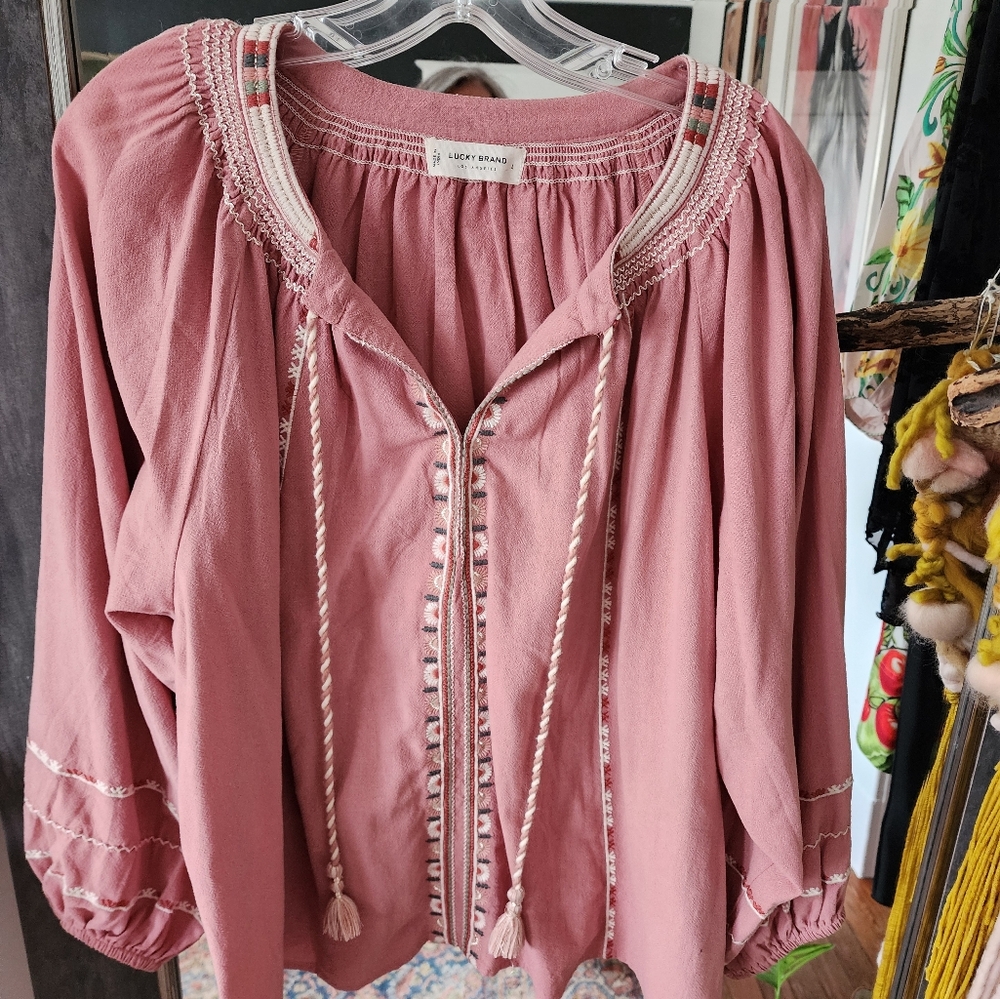 Lucky Brand Boho Embroidered Top
